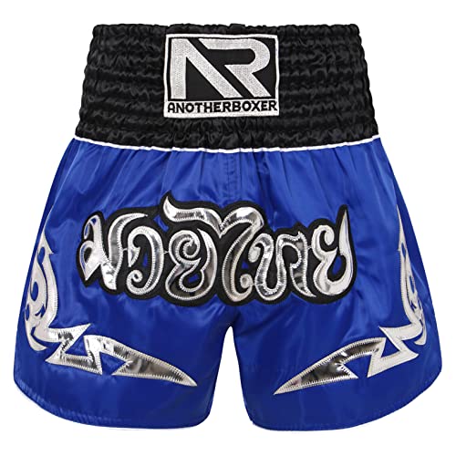 ranrann Muay Thai Shorts Herren Damen Thaiboxhose Boxershorts mit Gummizug Kordelzug Erwachsene Training Kampfen Sportwear Royal Blau M von ranrann