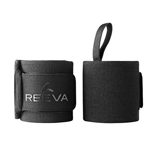 reeva Unisex-Adult Powerlifting-Handgelenkbandagen – 60 cm Wrist Wrap, Schwarz, Medium von reeva