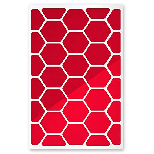 reflexsticker Hexagon | Classic-Edition | 6 Farben zur Auswahl | Zwei Reflexionsstärken (Light und Pro) | Bogenmaß L (16 x 10,5 cm) | Reflektoren für Kinderwagen, Fahrradrahmen, Helme (Light-rot) von reflecto