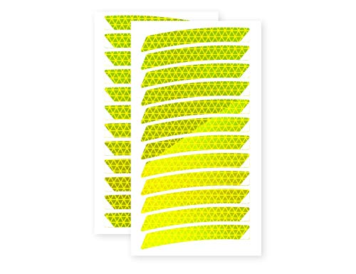 reflexsticker in Neon-Edition für Fahrradfelgen | 12 bis 24 Zoll Felgen | gelb oder orange | 24 Streifen im Set | Reflektoren-Aufkleber fürs Fahrrad, Kinder Laufrad, Anhänger, Dreirad (20ʺ, gelb) von reflecto
