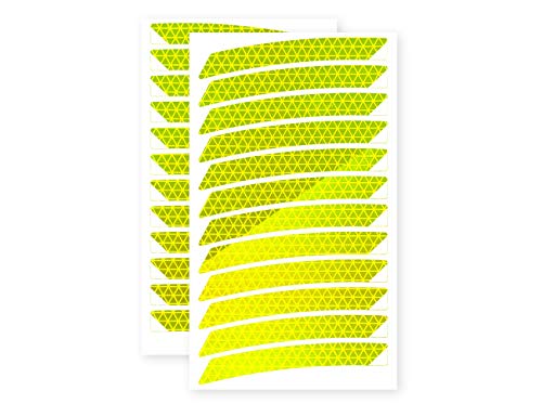 reflexsticker in Neon-Edition für Fahrradfelgen | gelb oder orange | 24 Streifen im Set | 26 bis 29 Zoll Felgen | Reflektoren-Aufkleber fürs Fahrrad, Mountainbike, Hollandrad (26ʺ, gelb) von reflecto