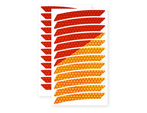 reflexsticker in Neon-Edition für Fahrradfelgen | gelb oder orange | 24 Streifen im Set | 26 bis 29 Zoll Felgen | Reflektoren-Aufkleber fürs Fahrrad, Mountainbike, Hollandrad (26ʺ, orange) von reflecto