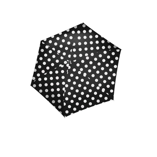 reisenthel umbrella pocket mini dots white – Extrem leichter und flacher Taschenschirm aus recycelten PET-Flaschen – Mit großem Schirmdach von reisenthel