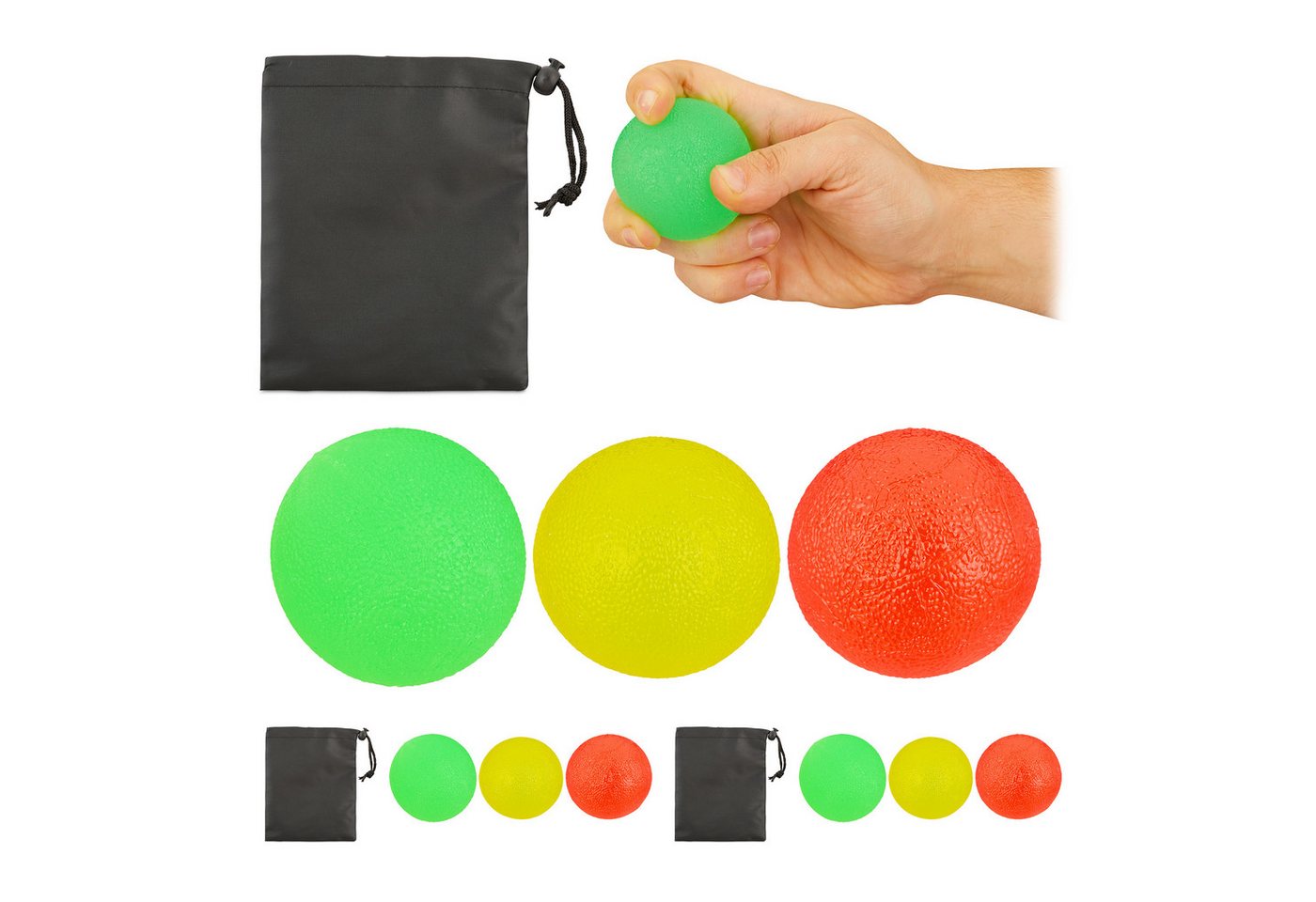 relaxdays Handmuskeltrainer 9 x Fingertrainer Ball von relaxdays