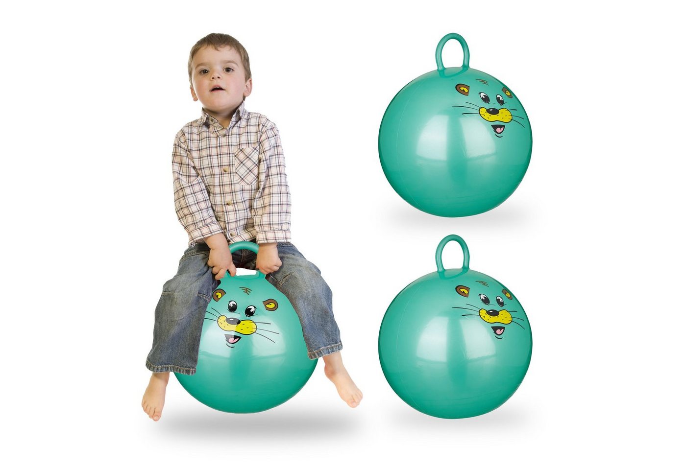 relaxdays Hüpfspielzeug 3 x Hüpfball Kinder grün von relaxdays