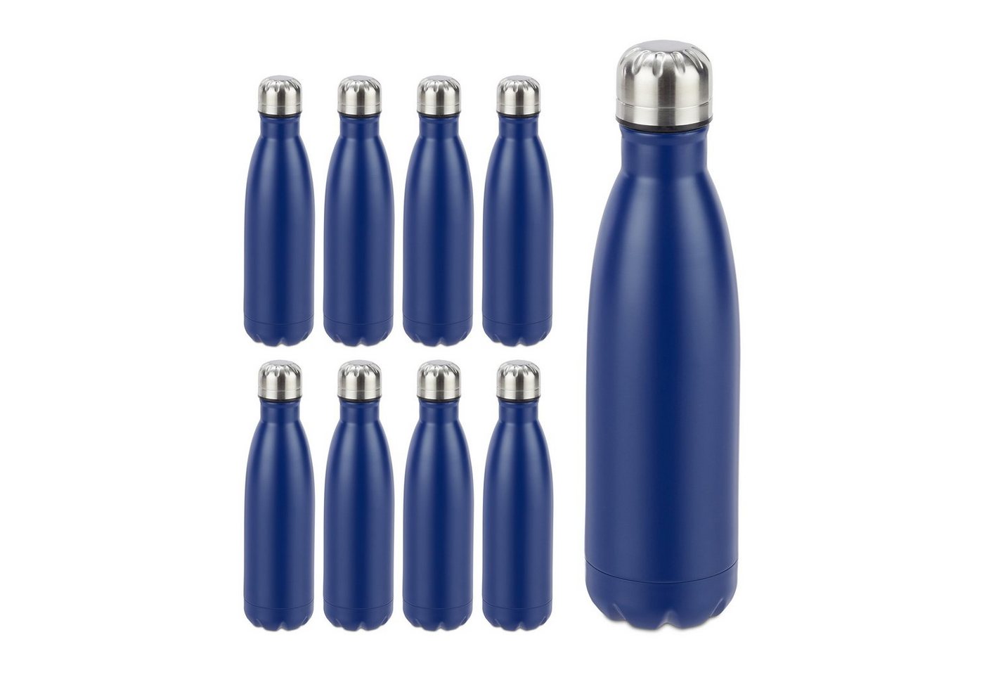 relaxdays Isolierflasche 9 x Trinkflasche Edelstahl blau von relaxdays