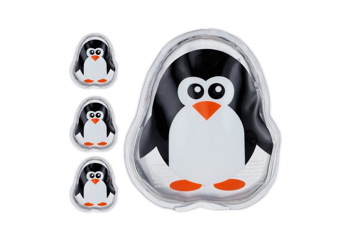 relaxdays Kühlpad Kühlpads Kinder 4er Set, Pinguin von relaxdays