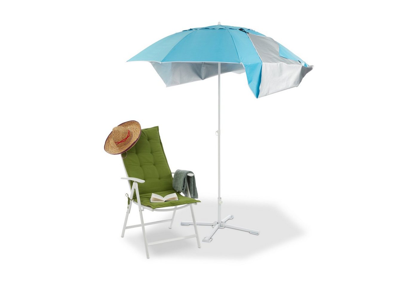 relaxdays Strandmuschel Strandmuschel Schirm mit UV 50+ von relaxdays