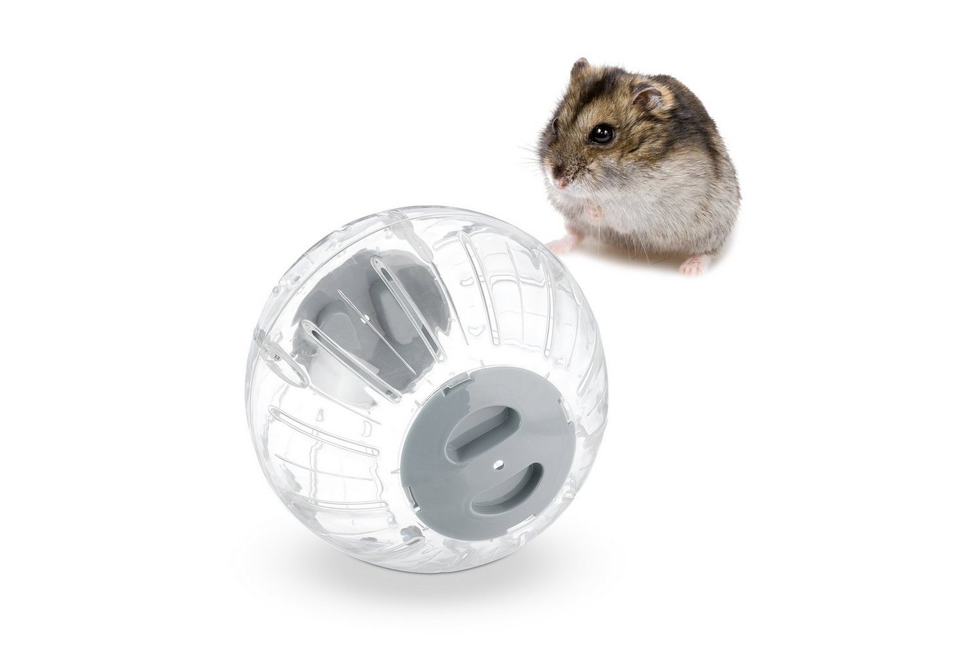 relaxdays Tierball Hamsterball mit grauem Deckel, Kunststoff von relaxdays