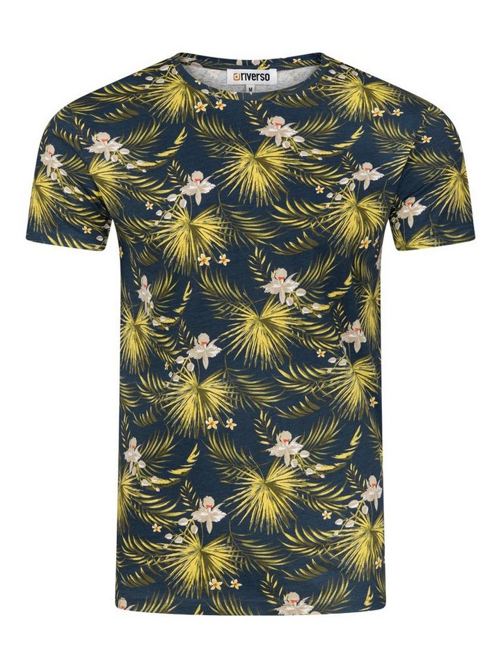 riverso T-Shirt Herren Fotoprintshirt RIVBill Regular Fit (1-tlg) Kurzarm Hawaiishirt mit Rundhalsausschnitt aus 100% Baumwolle von riverso