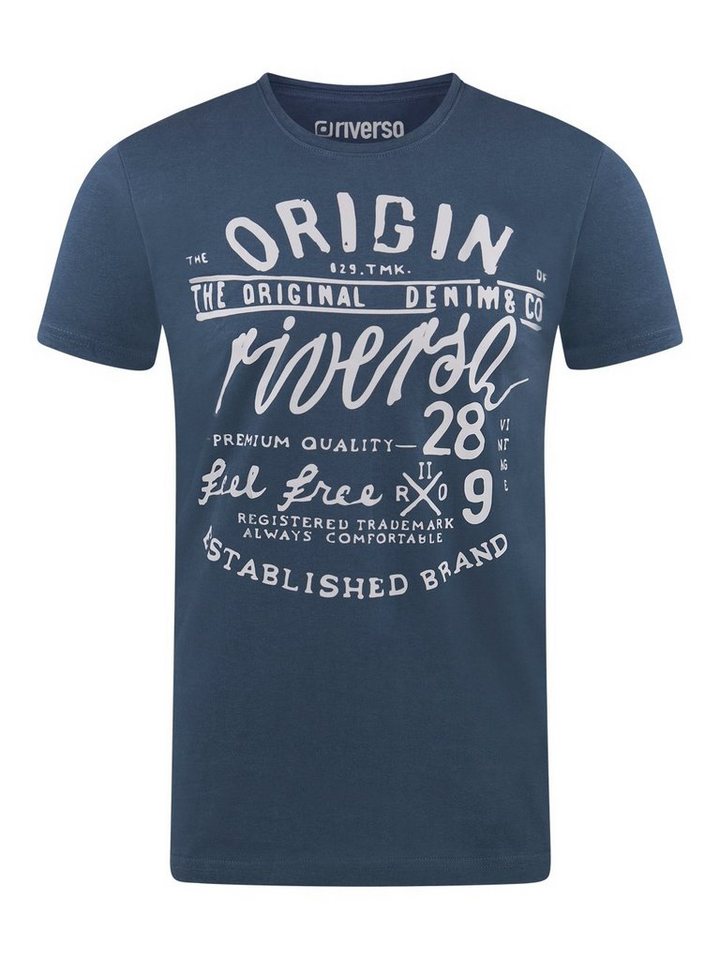 riverso T-Shirt Herren Printshirt RIVLeon Regular Fit (1-tlg) Kurzarm Tee Shirt mit Rundhalsausschnitt aus 100% Baumwolle von riverso