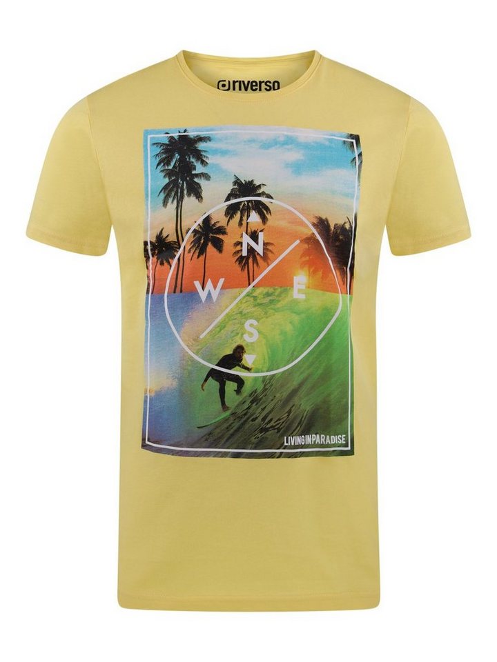 riverso T-Shirt Herren Fotoprintshirt RIVLukas Regular Fit (1-tlg) Kurzarm Tee Shirt mit Rundhalsausschnitt aus 100% Baumwolle von riverso