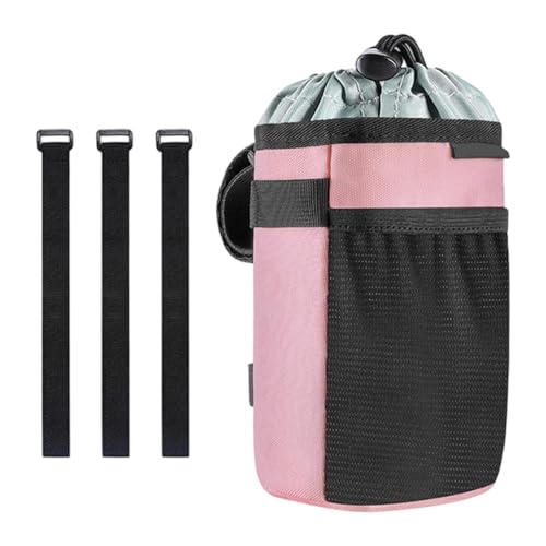 rockible Getränkehalter Fürs Fahrrad, Trinkflaschenhalter Fürs Fahrrad mit Netztasche, Getränkehalter für Den Fahrradlenker Zum Mountainbiken, Rosa von rockible