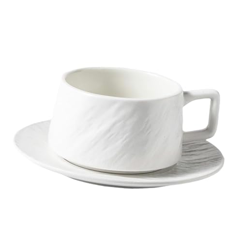rockible Keramik Kaffeetasse mit Untertasse Porzellan Tassen Espresso Latte Tasse Teetasse für Küche, Weiss von rockible