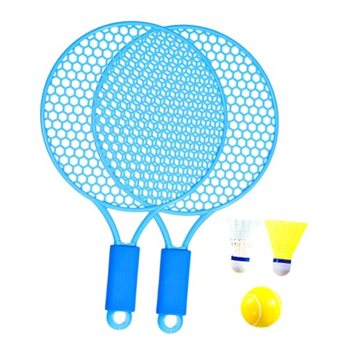 rockible Kinder-Tennisschläger, Badminton-Schläger, mit Ball-Federball-Schläger, Kinder-Badminton-Tennis-Set, Blau von rockible