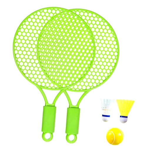 rockible Kinder-Tennisschläger, Badminton-Schläger, mit Ball-Federball-Schläger, Kinder-Badminton-Tennis-Set, Grün von rockible