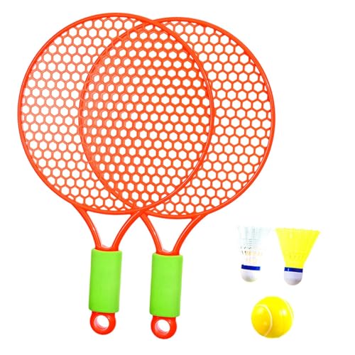 rockible Kinder-Tennisschläger, Badminton-Schläger, mit Ball-Federball-Schläger, Kinder-Badminton-Tennis-Set, Orange von rockible