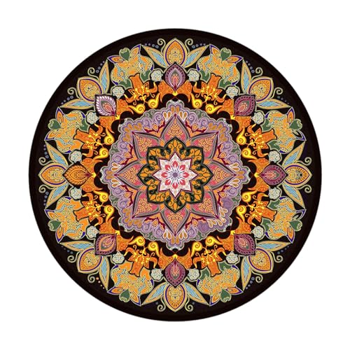 rockible Yoga-Bodenmatte, Yoga-Teppich, waschbar, Mandala-Muster, modischer kreisförmiger Teppich, Meditationsmatte für den Einsatz im Wohnzimmer, 60cmx60cm von rockible