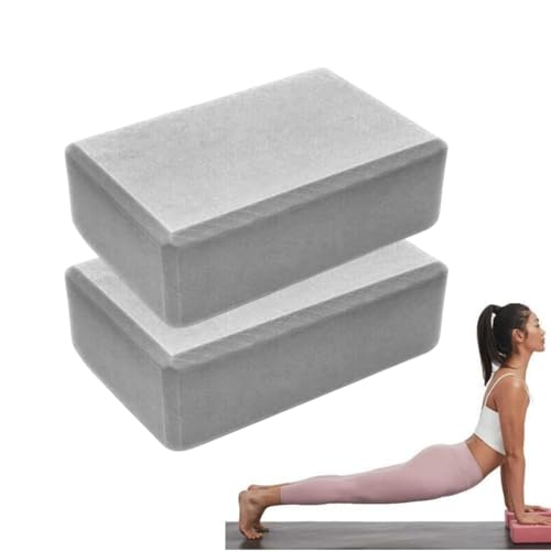 2er-Set Yoga Blöcke/Yogablock - Hochdichter Eva-Schaum, Fitness-Block, Umweltfreundlich und Leicht - Korkblock für Yoga & Pilates, Yogablock für Anfänger und Fortgeschrittene (Gray) von routinfly