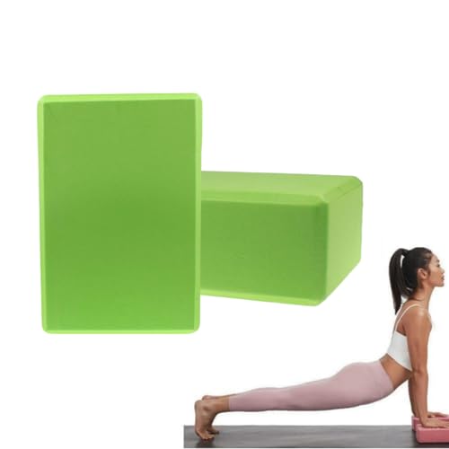 2er-Set Yoga Blöcke/Yogablock - Hochdichter Eva-Schaum, Fitness-Block, Umweltfreundlich und Leicht - Korkblock für Yoga & Pilates, Yogablock für Anfänger und Fortgeschrittene (Grün) von routinfly