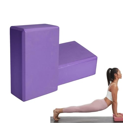 2er-Set Yoga Blöcke/Yogablock - Hochdichter Eva-Schaum, Fitness-Block, Umweltfreundlich und Leicht - Korkblock für Yoga & Pilates, Yogablock für Anfänger und Fortgeschrittene (Lila) von routinfly