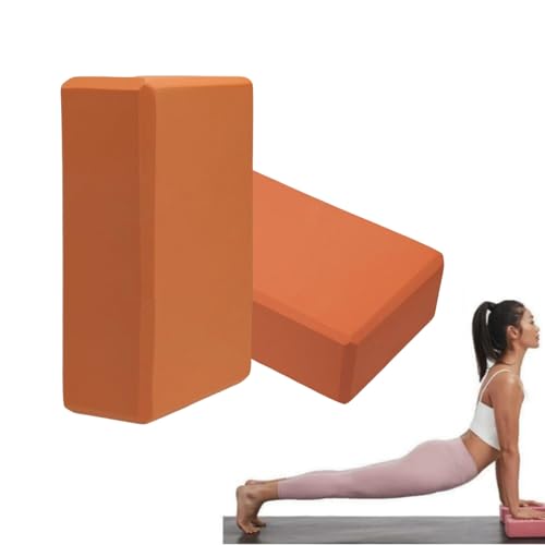 2er-Set Yoga Blöcke/Yogablock - Hochdichter Eva-Schaum, Fitness-Block, Umweltfreundlich und Leicht - Korkblock für Yoga & Pilates, Yogablock für Anfänger und Fortgeschrittene (Orange) von routinfly