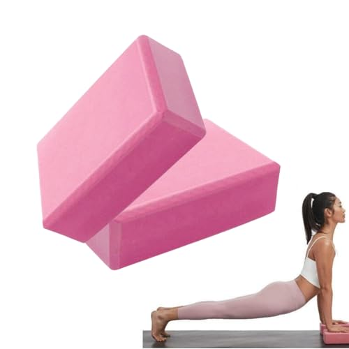 2er-Set Yoga Blöcke/Yogablock - Hochdichter Eva-Schaum, Fitness-Block, Umweltfreundlich und Leicht - Korkblock für Yoga & Pilates, Yogablock für Anfänger und Fortgeschrittene (Rosa) von routinfly
