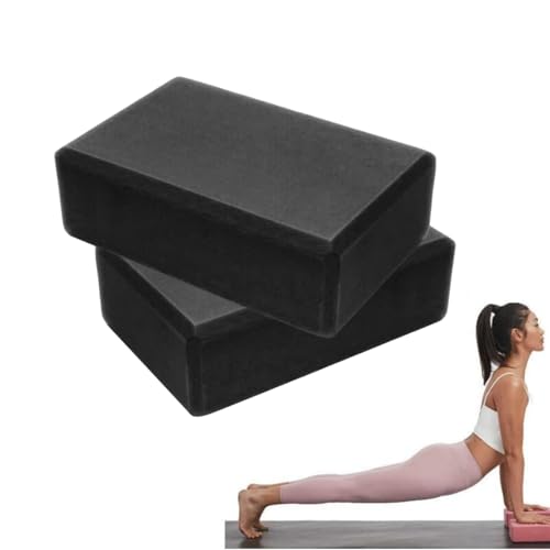 2er-Set Yoga Blöcke/Yogablock - Hochdichter Eva-Schaum, Fitness-Block, Umweltfreundlich und Leicht - Korkblock für Yoga & Pilates, Yogablock für Anfänger und Fortgeschrittene (Schwarz) von routinfly