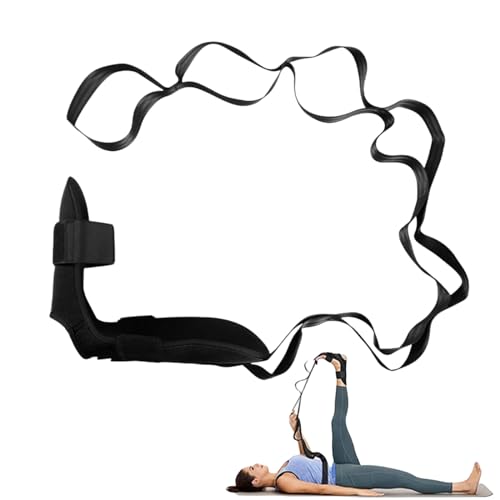 Yoga Gurt Faszienstrecker - Yoga Strap - Yogagurt Faszien Strecker, Wadenstrecker & Fußstrecker bei Plantarfasziitis Muskelverspannung Knöchelverletzung - Übungsschlaufe (Schwarz) von routinfly