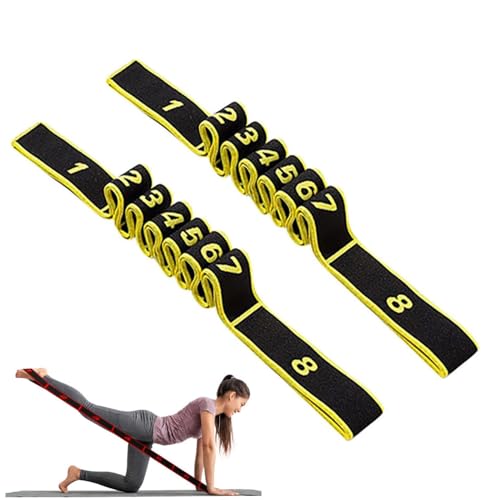 Yoga Stretching Strap, 2PCS Stretching Band mit 8 Schleifen, Yoga Stretch Gurt, Fitness Stretchband, Hochelastischer Gymnastikband Effektives Dehnung, Pilates, Tanz, Gymnastik (Gelb) von routinfly