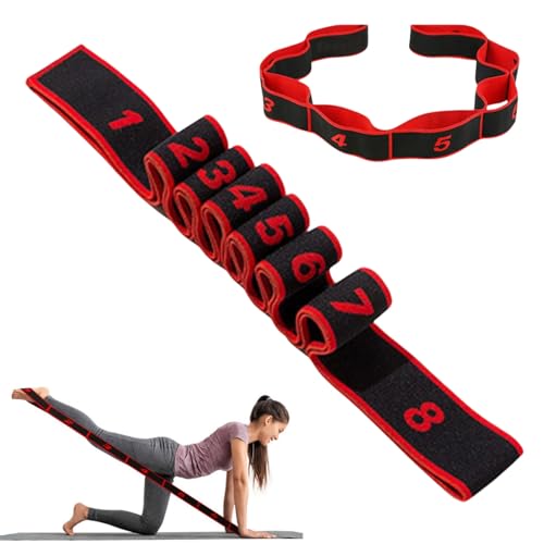Yoga Stretching Strap, 2PCS Stretching Band mit 8 Schleifen, Yoga Stretch Gurt, Fitness Stretchband, Hochelastischer Gymnastikband Effektives Dehnung, Pilates, Tanz, Gymnastik (Rot) von routinfly