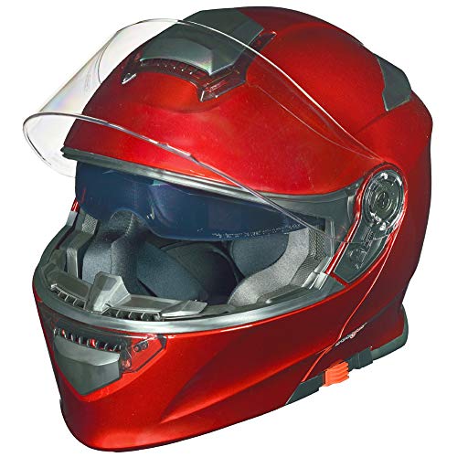 RS-982 Klapphelm Motorradhelm Pinlock Motorrad Modular Roller Conzept Helm, Farbe:Rot, Größe:XXL (63-64) von rueger-helmets