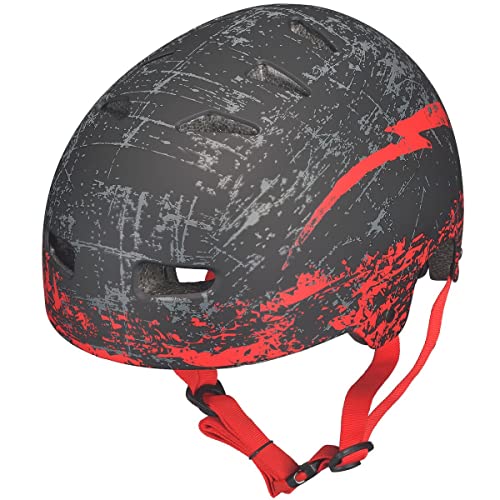 RXD-7000 Skaterhelm Fahrrad BMX Mountainbike MTB Freeride Skater für Kinder, Damen, Herren Helm, Farbe:Rot, Größe:S (55-56) von rueger-helmets