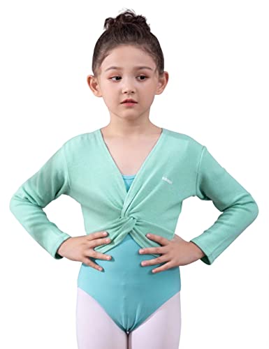 s.lemon Tanz Ballett Pullover Strickjacken Langarm Tanzpullover für Kinder Mädchen (Grün, L/Körpergröße: 115-125 cm) von s.lemon
