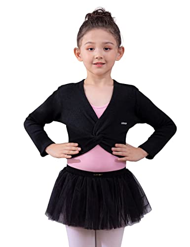 s.lemon Tanz Ballett Pullover Strickjacken Langarm Tanzpullover für Kinder Mädchen (Schwarz, XL/Körpergröße: 125-135 cm) von s.lemon