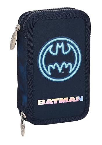 Batman Legendary Schulmäppchen für Kinder, Federmäppchen mit Farben, mit 28 nützlichen Utensilien, ideal für Kinder von 5 bis 14 Jahren, bequem und vielseitig, Qualität und Widerstandsfähigkeit, 12,5 von safta