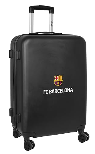 F.C. Barcelona, 3. Ausrüstung, Kabinenwagen 24 Zoll, Koffer mit Rädern, Sicherheitsschloss, Leichter Koffer, 40 x 26 x 63 cm, Schwarz, Schwarz, Estándar, Casual von safta