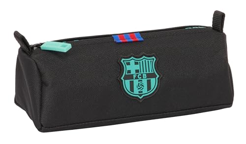 F.C. Barcelona, 3. Team, Federmäppchen mit Reißverschluss und Fach, Federmäppchen für Kinder, ideal für Schulkinder, vielseitig einsetzbar, Qualität und Stärke, 21 x 7 x 8 cm, Schwarz, Schwarz, von safta