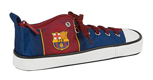 Umhängetasche mit Außentasche von F.C. Barcelona 1. Ausrüstung, Marineblau/Granat, Mediana, Schuhetui von safta