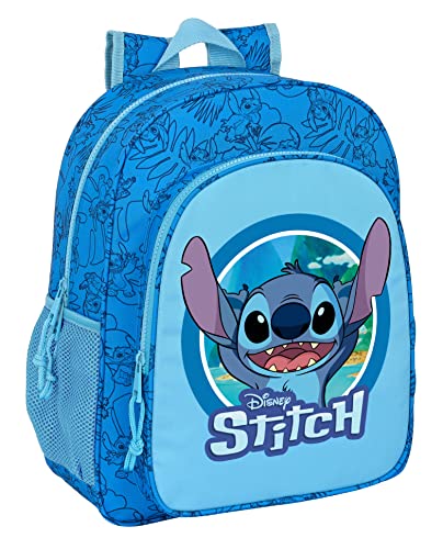 LILO & STITCH - Schulrucksack für Kinder, anpassbar, ideal für Kinder im Schulalter, bequem und vielseitig, Qualität und Strapazierfähigkeit, 32 x 12 x 38 cm, Blau, blau, Estándar, Casual von safta