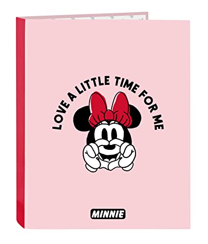Minnie Mouse Me Time - Ringbuch mit 4 Ringen, ideal für Kinder jeden Alters, bequem und vielseitig, Qualität und Strapazierfähigkeit, 26,5 x 33 cm, Hellrosa, hellrosa, Estándar, Lässig von safta