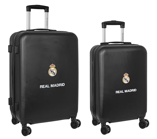Real Madrid 2. Team 23/24 - Kabinenwagen 50,8 cm und 24 Zoll, mit Lenkrollen, Koffer mit Rädern, Sicherheitsschloss, leichten Koffern, 40 x 26 x 63 cm, Marineblau, Marineblau, Estándar, Casual von safta