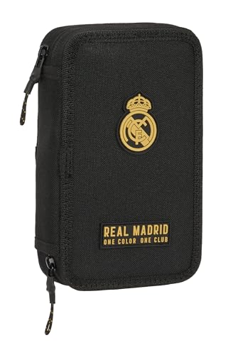 Real Madrid Federmäppchen für Kinder, 3. Ausrüstung, Federmäppchen mit Farben, mit 28 Werkzeugen, ideal für Kinder von 5 bis 14 Jahren, bequem und vielseitig, Qualität und Widerstandsfähigkeit, 12,5 x von safta