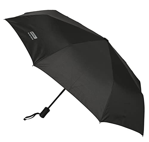 Safta Business Black - Automatischer faltbarer Regenschirm, 8 Paneele, Metallstäbe, bequem und vielseitig, Qualität und Stärke, 33-62 cm, Polyester-Material, Schwarz, Schwarz, Estándar, Lässig von safta