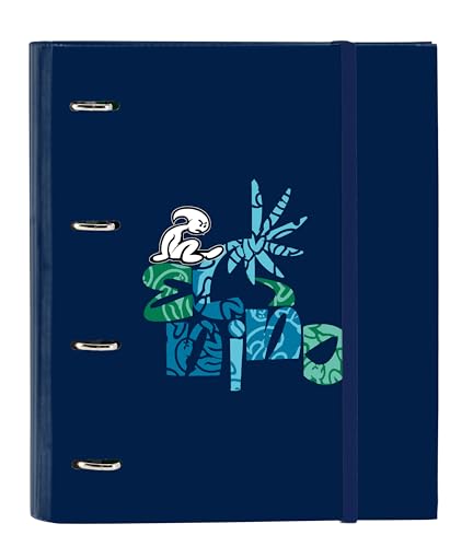 Safta EL KIND Glassy Ringbuch mit 4 Ringen, 35 cm, mit 100 Blatt A4, ideal für Kinder unterschiedlichen Alters, bequem und vielseitig, Qualität und Widerstandsfähigkeit, 27 x 3,5 x 32 cm, Marineblau, von safta