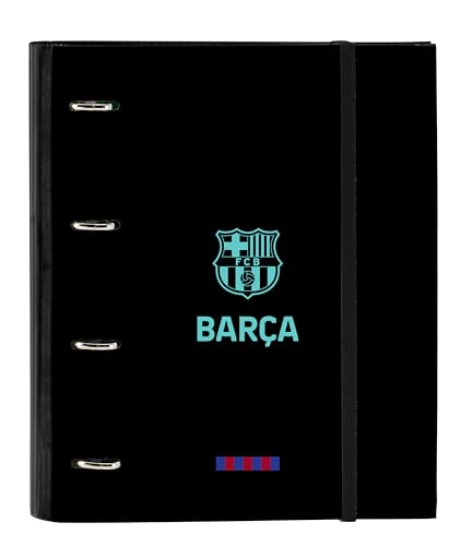 Safta F.C. Barcelona 3. Teammappe mit 4 Ringen, 35 cm, mit 100 A4-Blättern, ideal für Kinder unterschiedlichen Alters, bequem und vielseitig, Qualität und Widerstandsfähigkeit, 27 x 3,5 x 32 cm, von safta
