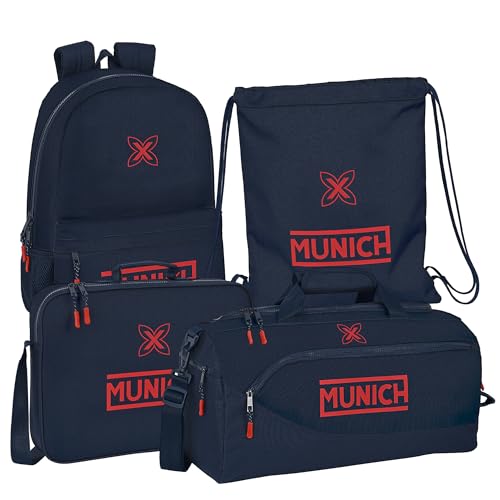 Safta | Komplettpaket Zurück zu Cole MUNICH FLASH Sporttasche, außerschulische Geldbörse, Flacher Sack adapt.Trolley - Pack MUNICH Einzigartiges Design und offizielle Lizenz, bunt, ST, Klassisch von safta