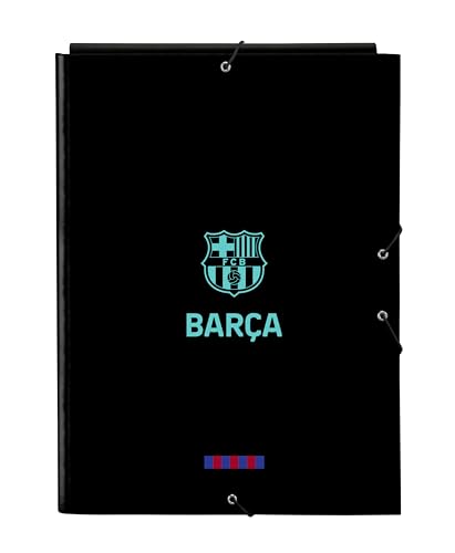 Safta -M068 F.C. Barcelona 3. Teammappe mit 3 Klappen, ideal für Kinder unterschiedlichen Alters, bequem und vielseitig, Qualität und Widerstandsfähigkeit, 26 x 36,5 cm, Schwarz, Standard (512425068), von safta