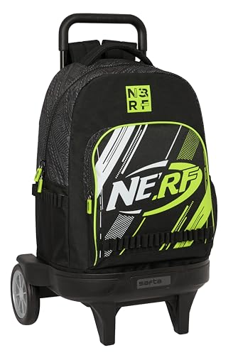 Safta NERF GET Ready Großer Rucksack mit Rädern, kompakte Entwicklung, abnehmbar, ideal für Kinder unterschiedlichen Alters, bequem und vielseitig, Qualität und Widerstandsfähigkeit, 33 x 22 x 45 cm, von safta