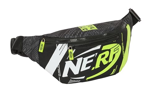 Safta NERF Get Ready Bauchtasche mit Außentasche, ideal für Jugendliche und Kinder unterschiedlichen Alters, bequem und vielseitig, Qualität und Stärke, 23 x 9 x 12 cm, Schwarz, Schwarz, Estándar, von safta